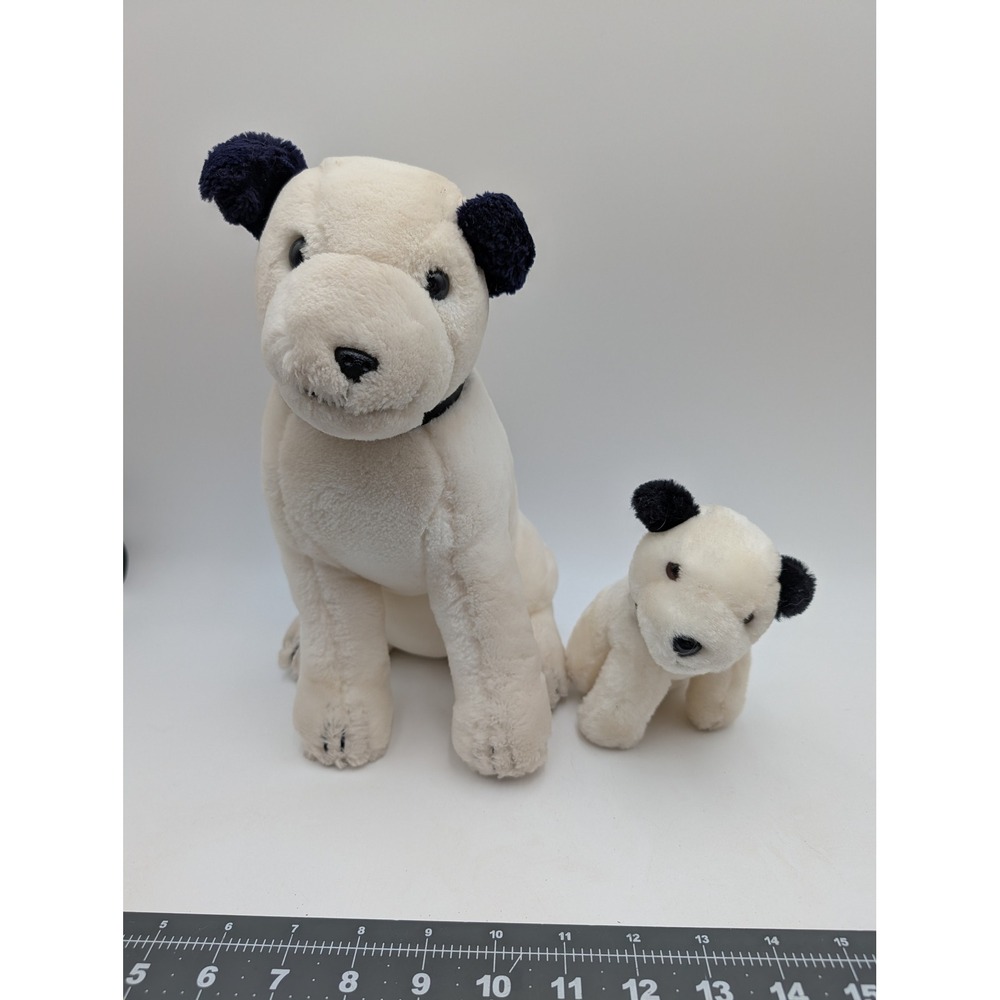 Dakin RCA Nipper Dog Plush White Black Lot 1993‎ Vintage Advertising Mascot